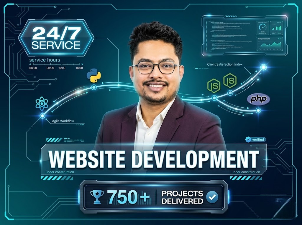I will do website development as full stack web developer, front end developer