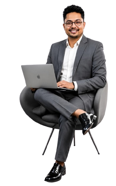 Jusef, founder of App Donut, working on a laptop